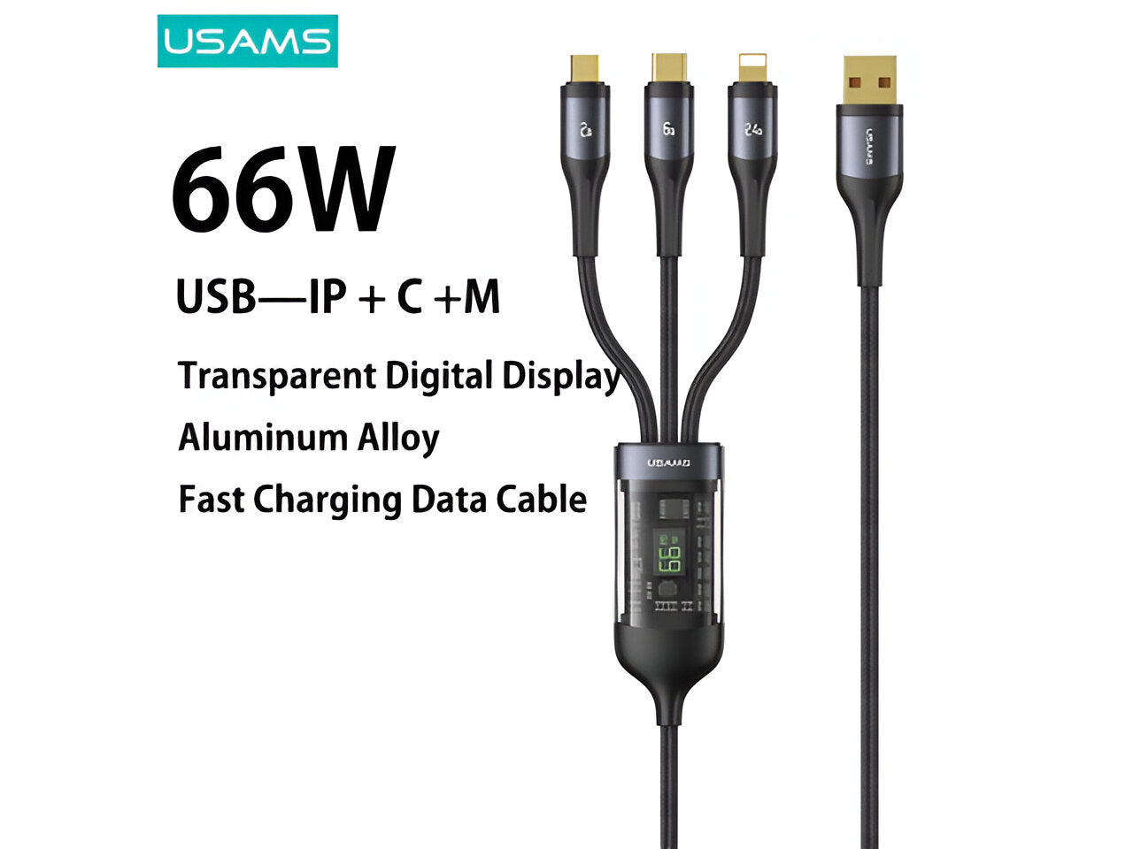 Cable de Datos U83 3 en 1 PD 100W Negro USAMS SJ600